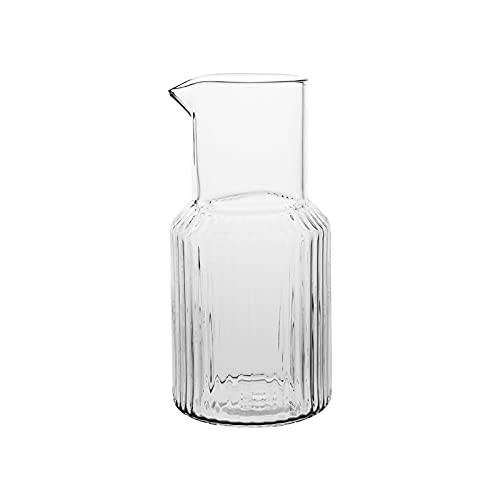 PEVSCO Wasserkrug Hohe Borosilikat-Glaskrug mit Olecranon-Auslauf vertikale Streifen Kaltkaraffe Mehrzweck-Teekannensaft-JUG-Milchkanne Wasserkaraffe