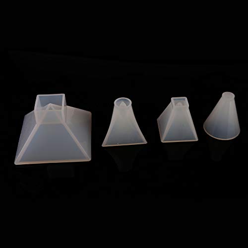Pyramiden-Silikonformen, Gießformen, Kegel, Epoxidharz, Silikonharzformen zum Gießen, 4 Stück