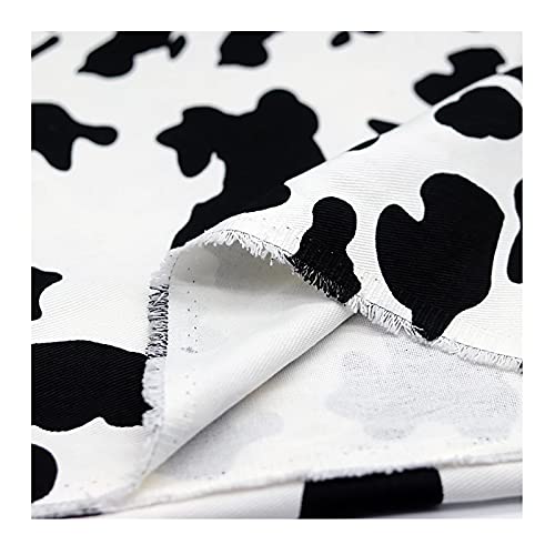 Stoff mit Kuh-Print Schwarz-weißer Baumwollstoff Twill-Stoff mit Animal-Print Bastelstoff-Material für DIY Handwerk, Mäntel, Röcke, Heimtextilien(Breite: 1,5 m)(Size:1 m)