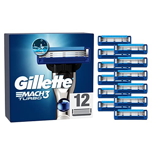 Gillette Mach3 Turbo Rasierklingen für Männer, 12 Ersatzklingen