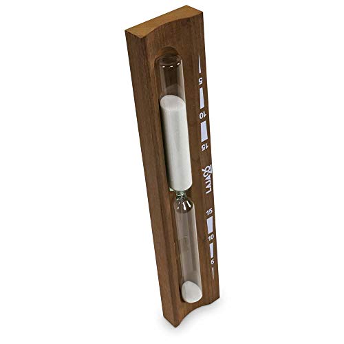 Hochwertige Sauna- Thermometer aus Espenholz Konkav 15 Minuten, Dunkel mit weißem Sand