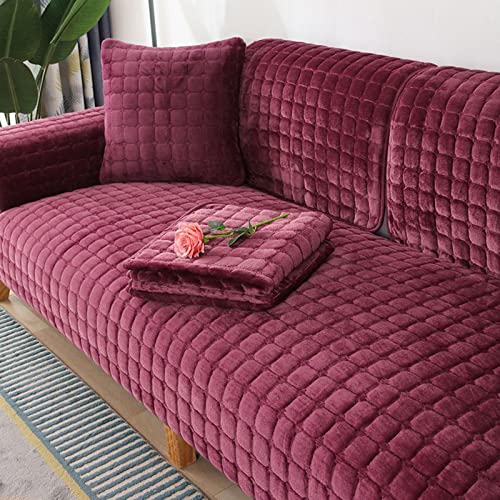 YWQJL Samt Couch Überwürfe Baumwolle Quilten Sofabezug L Form Ecksofa Sofa/Couch überwurfdecke Sofa überzug Ecksofa Pets Dog 1 2 3 4 Sitzer Couchbezug,Purple-110x210cm