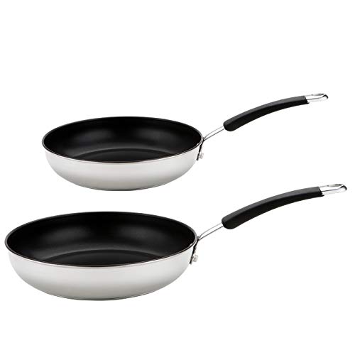 Meyer 74040 Non-Stick Frypan Twinpack (20/28cm) -Stainless Steel cookware – Induction, Oven and Dishwasher Safe Bratpfanne Set, 1.86 liters, Silber