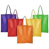 50 Tragetaschen, wiederverwendbar, Einkaufstaschen, Stoffbeutel mit Griffen, 15 x 41 cm, mehrfarbig