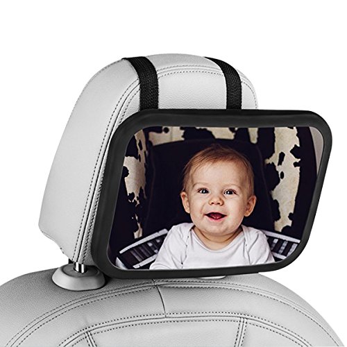 SONARIN 360 ° Drehung Premium Qualität Rücksitzspiegel für Babys,Spiegel für Babywagen,100% Bruchsicher, passt auf jede verstellbare Kopfstütze,klare Sicht auf den Kleinkinderwagen(Schwarz)