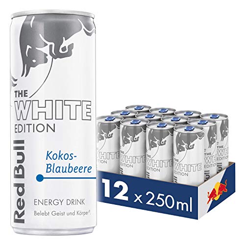 Red Bull Energy Drink Kokos-Blaubeere Dosen Getränke White Edition 12er Palette, EINWEG (12 x 250 ml)