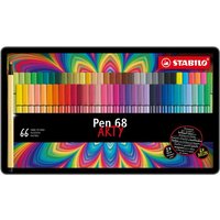 Premium-Filzstift - STABILO Pen 68 - ARTY - 66er Metalletui - mit 66 verschiedenen Farben