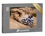 puzzleYOU: Puzzle 500 Teile „Motocross-Fahrer beim Drift durch Sand“