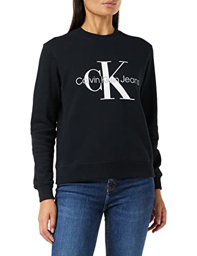 Calvin Klein Jeans Damen Core Monogram Sweatshirt, Schwarz (Ck Black), S EU