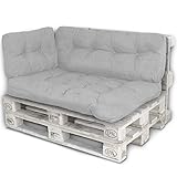 Bobo Palettenkissen Palettenauflagen Sitzkissen Rückenlehne Kissen Palette Polster Sofa Couch (Set Sitzfläche + Rückenteil + Seitenteil, Hellgrau)
