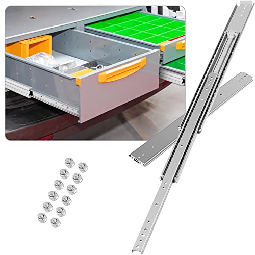 VEVOR Schubladenschienen, 1 Paar, 86,4 cm, sanft schließend, kugelgelagerte Seitenmontage, Schubladenschienen, 227 kg Tragkraft, 3-teilige Vollauszug für reibungsloses Gleiten, weniger Lärm