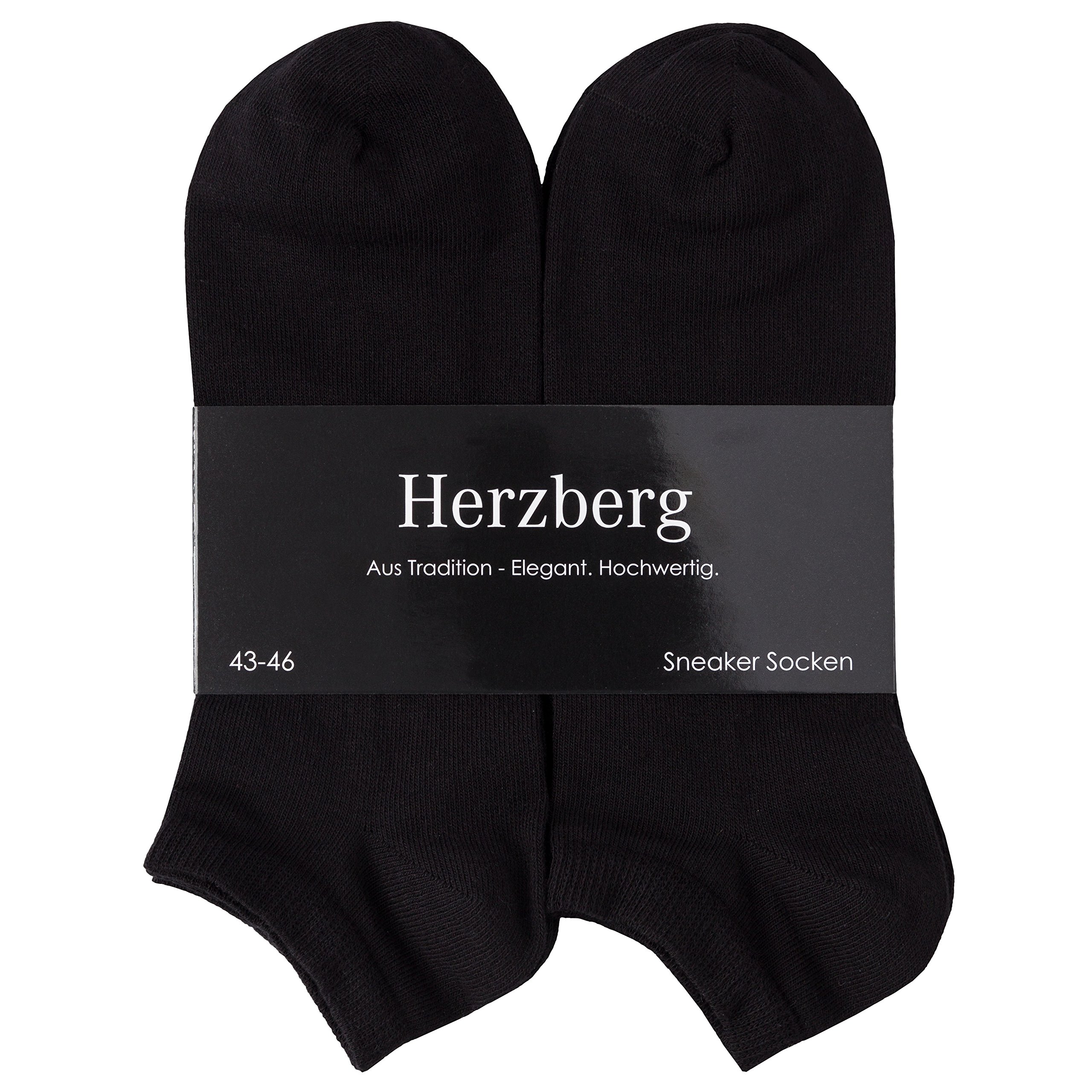 Herzberg Sneaker Socken für Damen Herren 12 Paar (as3, numeric, numeric_43, numeric_46, regular, regular, Schwarz)