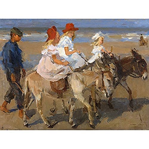 Isaac Israels Esel Rides On The Beach Portrait Kunstdruck Leinwand Premium Wanddekoration Poster Wandbild