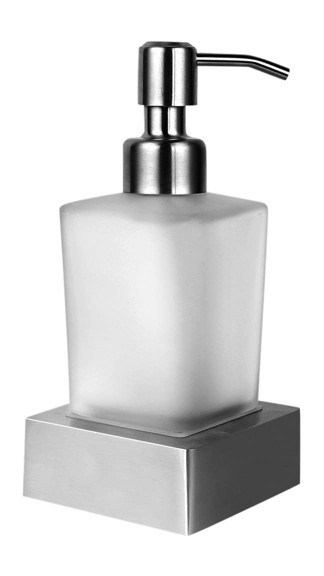 Ambrosya - Seifenspender ohne Bohren - Glas Seife Spender Halter Seifenhalter Seifenschale Bad Küche Toilette WC (Edelstahl (Gebürstet))