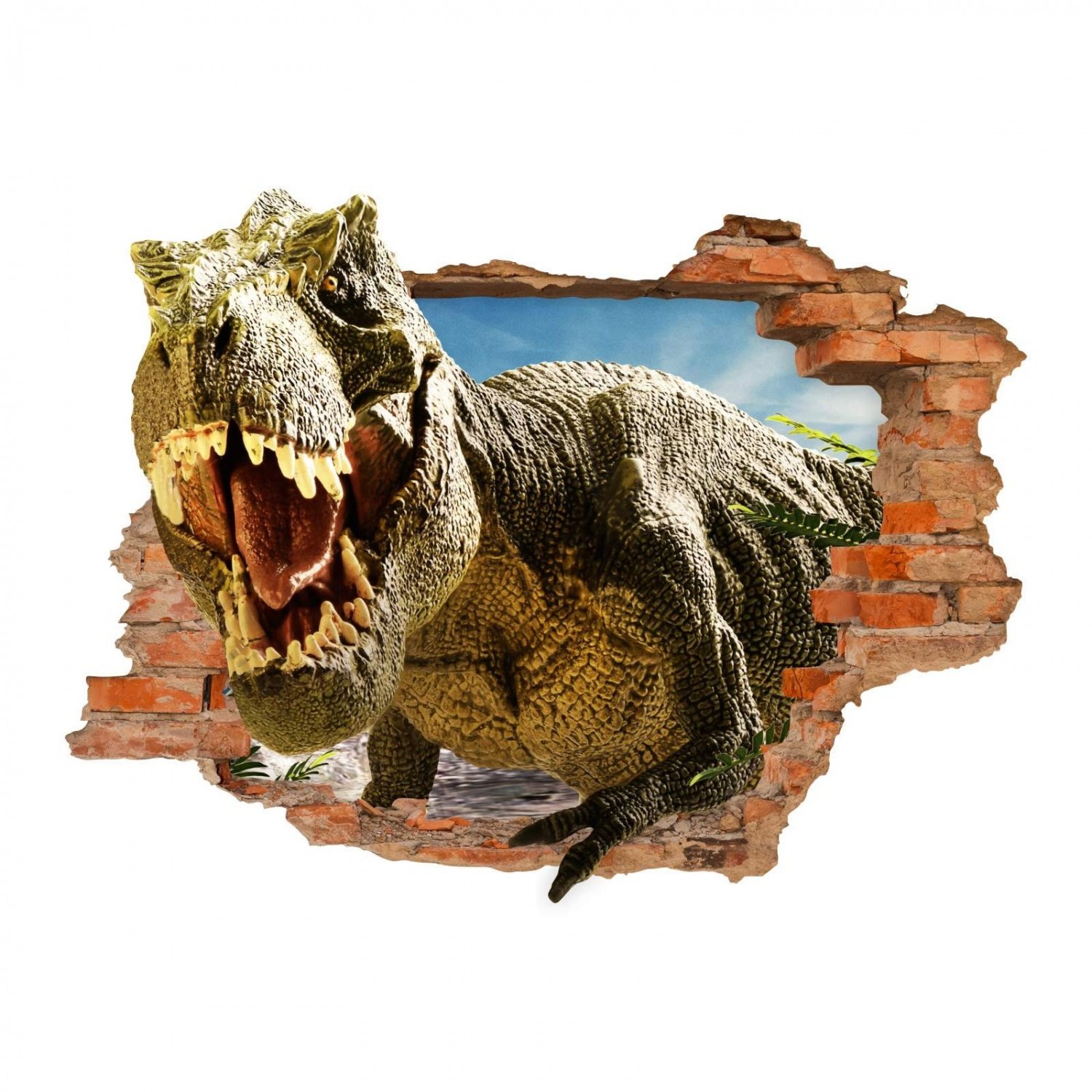 nikima - 116 Wandtattoo T-Rex Dinosaurier Tyrannosaurus Rex - Loch in der Wand - in 6 Größen - Coole Kinderzimmer Sticker Aufkleber Wanddeko Wandbild Junge Teenager - Größe 750 x 520 mm