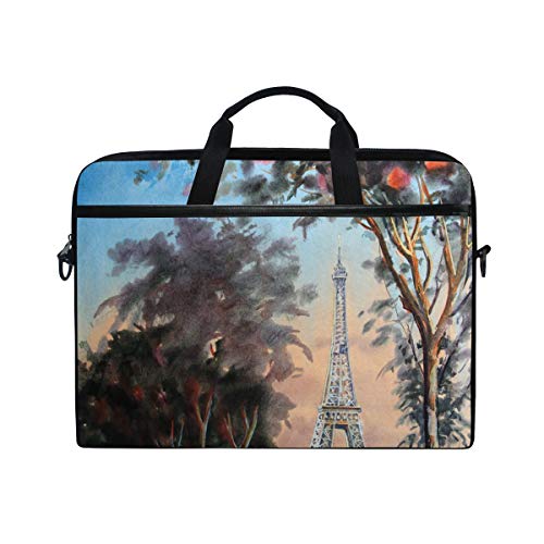 LUNLUMO Aquarellmalerei Landschaft Eiffelturm 38,1 cm (15 Zoll) Laptop- und Tablet-Tasche, strapazierfähige Tablet-Hülle für Business/Uni/Damen/Herren