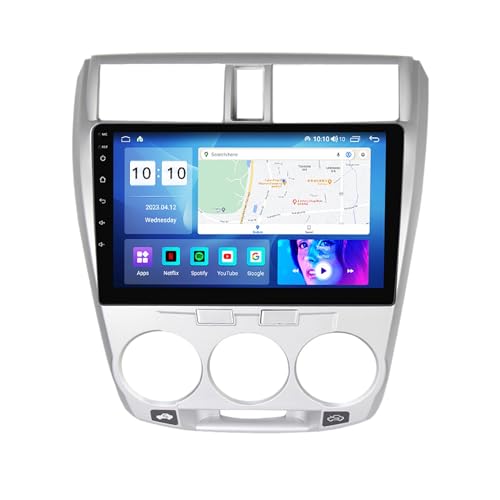 Android 12 Autoradio Für Honda City 2008-2013 10-Zoll Touchscreen Multimedia Video Mit Kabelloses CarPlay Android Auto GPS Navigation WiFi Bluetooth Lenkradsteuerung Rückfahrkamera (Color : B, Size