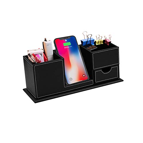 Gonine 15W Wireless Charger Desk Organizer Schnellladestation für iPhone XS Max XR X 8 Plus Samsung S10 S9 S8 Bleistiftkissenhalter