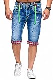 L.gonline Bermuda Shorts Herren Jeans Shorts Dicke Naht (W31, H-Grün)
