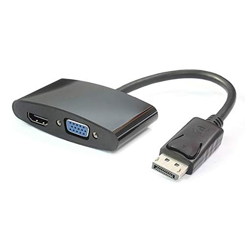 PremiumCord Adapter DisplayPort auf HDMI + VGA, Video 4K @ 30Hz UHD 2160p (über HDMI), Full HD 1080p 60Hz, Länge: 20cm, schwarz