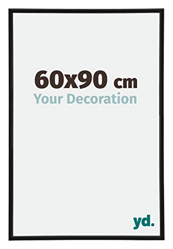 yd. Your Decoration - Bilderrahmen 60x90 cm - Bilderrahmen aus Kunststoff mit Acrylglas - Ausgezeichnete Qualität - Klares Kunstglas - Schwarz Matt - Annecy