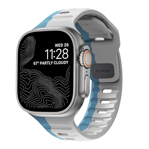 Nomad Sport Band V2 | für Apple Watch 42/44/45mm | strapazierfähiges, wasserfestes Uhrenarmband | Bicolor Lunar Gray/Electric Blue