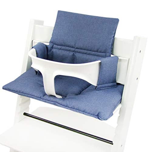 BAMBINIWELT Ersatzbezug Bezug Sitzkissen Kissen-Set Sitzverkleinerer kompatibel mit STOKKE Tripp Trapp für Hochstuhl-Kinderstuhl ORG. MELIERT (meliert blau ORG.)