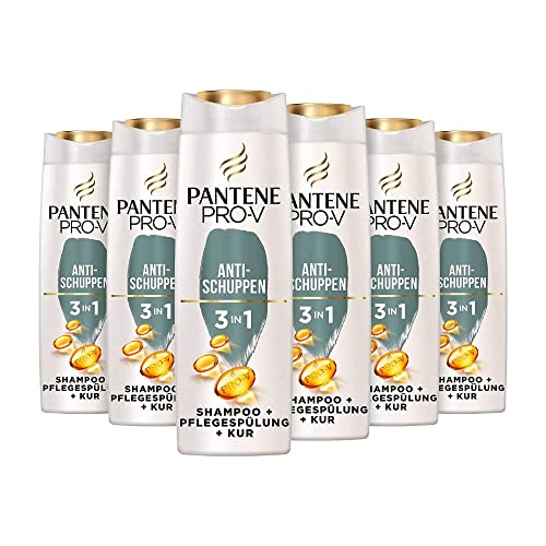 Pantene Pro-V Anti-Schuppen 3-In-1 Shampoo + Pflegespülung + Intensivpflege, Pro-V Formel + Antioxidantien, Für alle Haartypen, 6x250ML