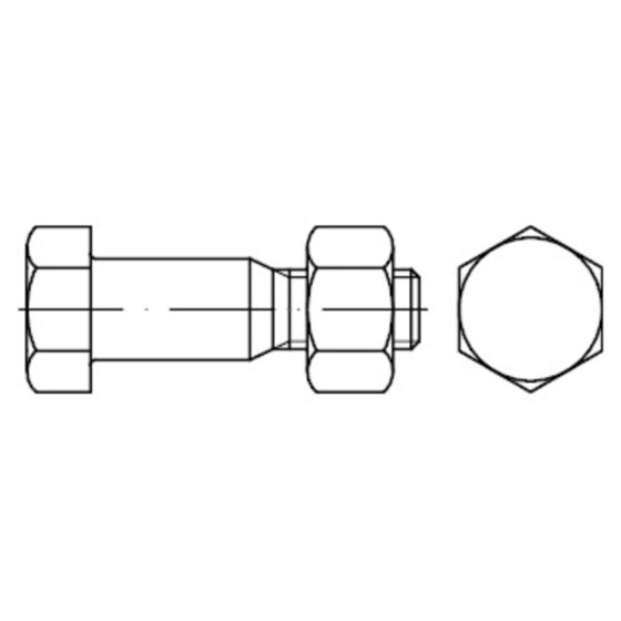 Sechskant-Paßschraube mit 6kt.-Mutter DIN 7968 MU Stahl 5.6/CE galZn M24x 65