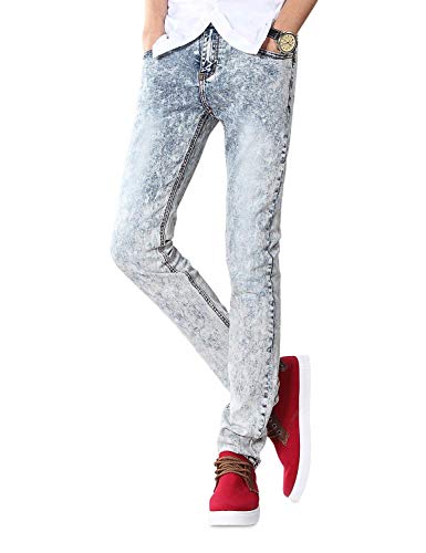 Jungen Serie Herren Jeanshose Jeans Mode Herrenmode Stretch Vintage Skinny Denim Lange Hosen Freizeithose Pants (Color : Weiß, Size : 36/32L)
