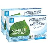 Seventh Generation Fabric Softener Sheets, Free and Clear, 80-Count Packaging May Vary by Seventh Generation
