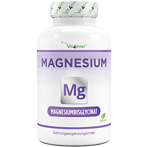 Magnesiumbisglycinat - 365 Kapseln - Premium: Chelatiertes Magnesium - 155 mg elementares Magnesium pro Kapsel - Laborgeprüft - Vegan - Hochdosiert
