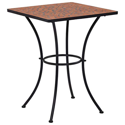 Gartentisch für den Außenbereich, Esstisch, Mosaik-Tisch für Café, Keramik, Terrakotta, 60 cm, für Esszimmer, Außenbereich, Terrasse, Veranda