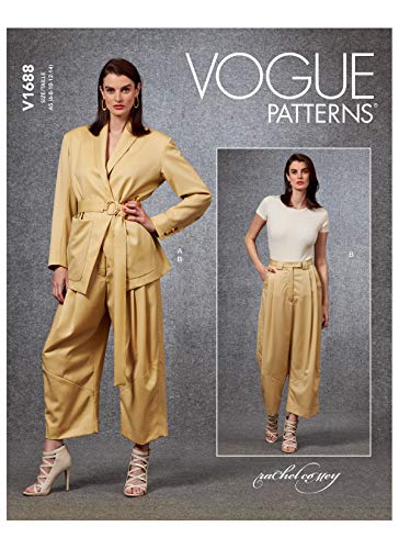 Vogue Pattern V1688E5 Damenjacke, Gürtel und Hosen E5 (44-46-48), Papier, verschieden, (14-16-18-20-22)