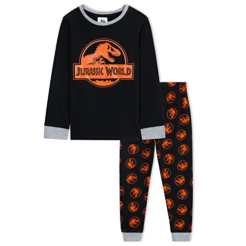 Jurassic World Schlafanzug Jungen Kinder Pyjama Dino T Rex(Schwarz, 9-10 Jahre)