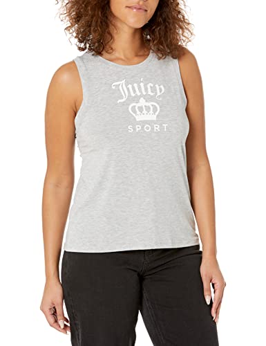 Juicy Couture Damen Ärmelloses Tanktop mit Sport-Logo Trägershirt/Cami Shirt, Hellgrau (Light Grey Heather), Mittel