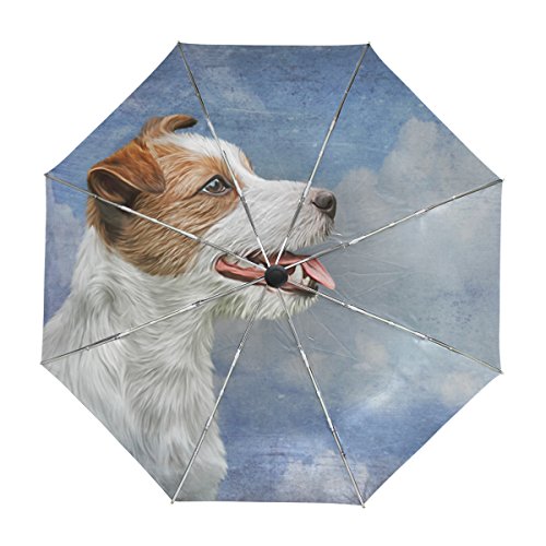 alaza Jack-Russell-Terrier-Hund Regenschirm Reise Auto Öffnen Schließen UV-Schutz-windundurchlässiges Leichtes Regenschirm