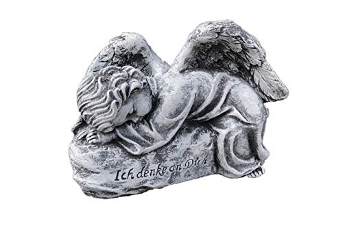 Grabschmuck Engel auf FelsIch denke an Dich frostfest Wetterfest Steinfigur