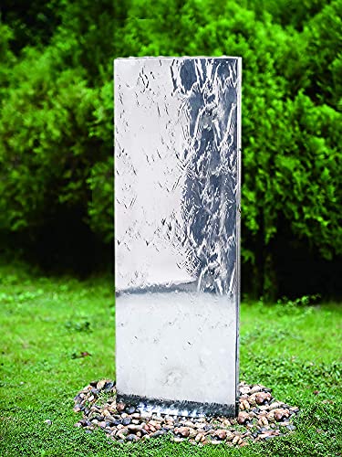 Köhko Wasserwand 23016L mit LED-Beleuchtung Höhe ca. 120 cm aus Edelstahl Wasserspiel Gartenbrunnen Zimmerbrunnen