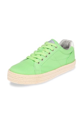 SOCCX Damen Canvas Plateau Sneaker mit Textilgeflecht Fresh Lime 41