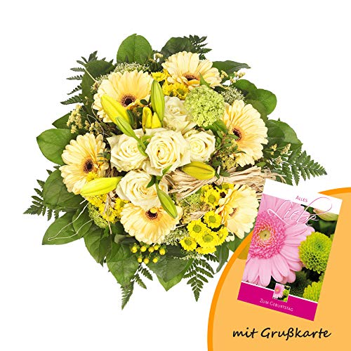 Dominik Blumen und Pflanzen, Blumenstrauß "Jana" und Grußkarte "Geburtstag"