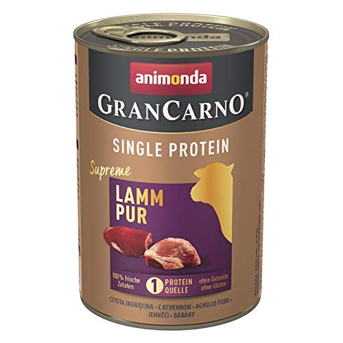 animonda Gran Carno adult Single Protein Hundefutter, Nassfutter für ausgewachsene Hunde, Lamm pur, 6 x 400 g, 6er Pack (6 x 0.4 kilograms)