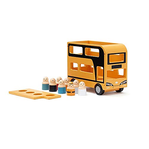 Doppeldeckerbus Aiden aus Holz mit Zubehör Spielzeugautos gelb
