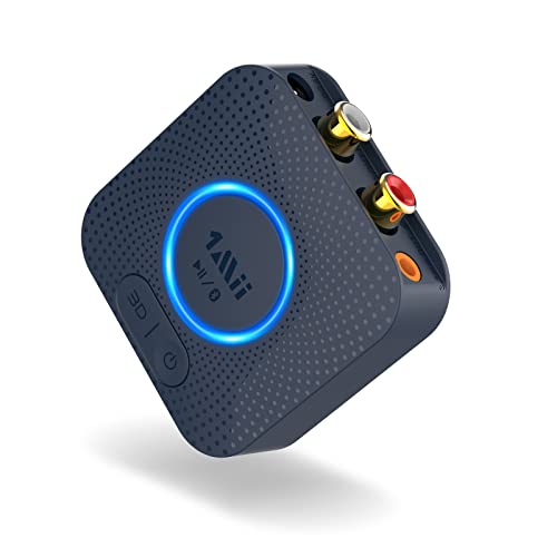 1Mii aptX HD Bluetooth 5.0 Empfänger, HiFi Wireless Audio Adapter mit 3D Surround, 3,5 mm & Cinch-Eingang, Bluetooth Audio Receiver für Lautsprecher Stereoanlage , 15 Stunden Spielzeit - B06HD