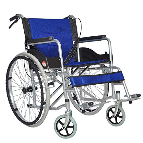AOLI Faltbare tragbarer Reise-Rollstuhl, Tragbarer Rollstuhl für ältere Menschen, Geeignet für Senioren, Behinderte, Medical Rollstuhl, faltbaren Rollstuhl, Rot,Blau