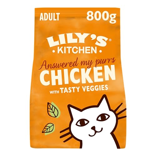 Lily’s Kitchen Trockenfutter mit Hühnerfleisch und Kräutern für ausgewachsene Katzen, Vollwertnahrung (4 x 800 g)