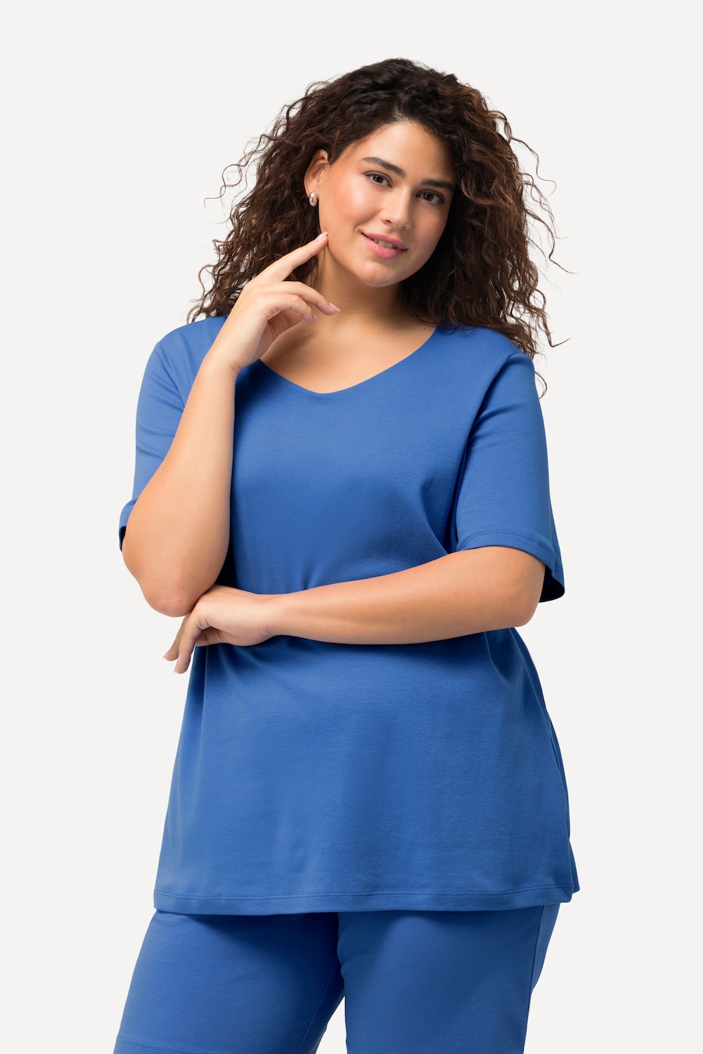 Große Größen Shirt, Damen, blau, Größe: 42/44, Baumwolle, Ulla Popken