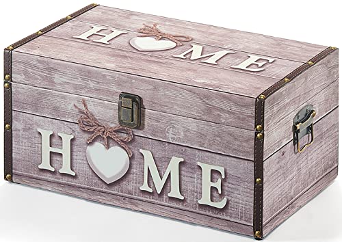 Kobolo Truhe Aufbewahrungsbox - Home - aus Holz und Kunstleder 40x25x20 cm