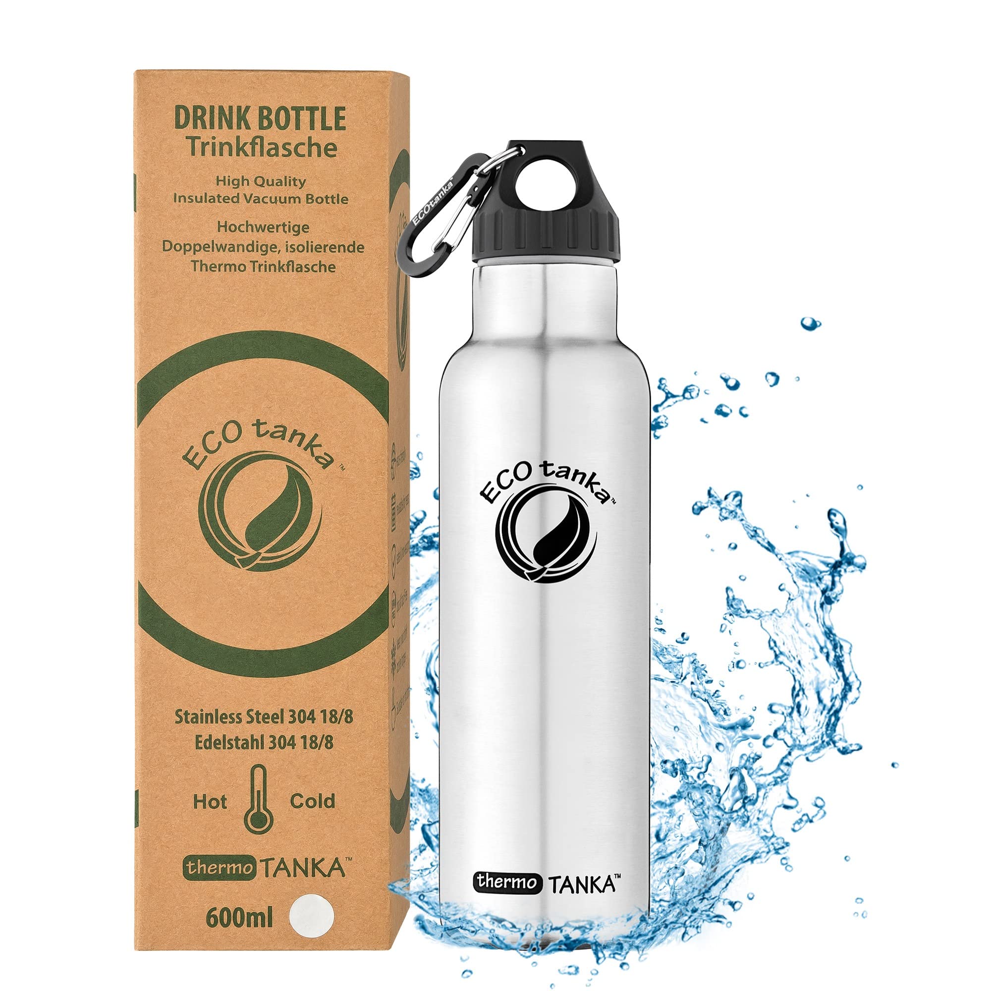 ECOtanka thermoTANKA 800ml (Wave Verschluss) Edelstahl-Thermosflasche, BPA-frei, ökologisch, nachhaltig, robust, sehr leicht