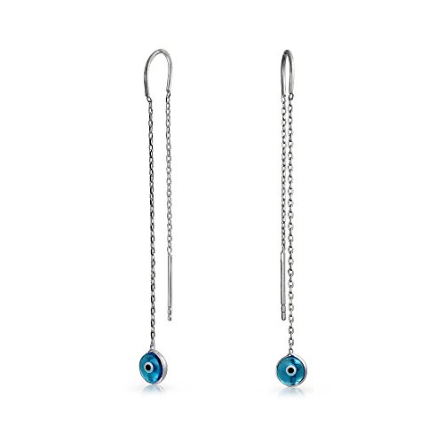 Blaue Nazar Böser Blick Murano Glas Spirituelle Dünne Kette Threader Ohrringe Für Frauen Für Teenager .925 Sterling Silber